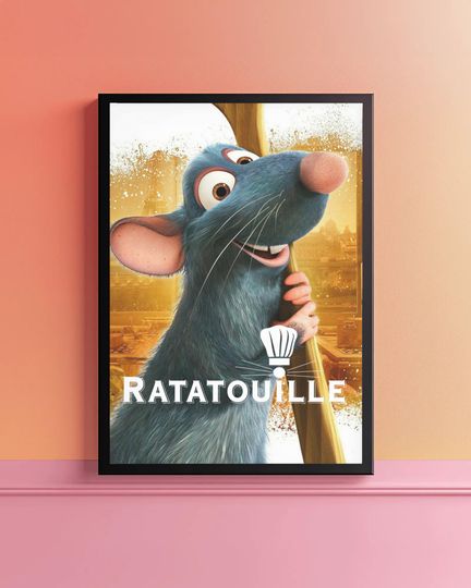 Ratatouille Poster, Cute Disney Rat Wall Art, Remy Kitchen Decor, Animated Movie Print, Cozy Cafe Art