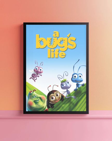 A Bugs Life Poster, Cute Disney Pixar Movie Wall Art, Ant Movie Print, Kids Room Decor, Nostalgic Cartoon Poster