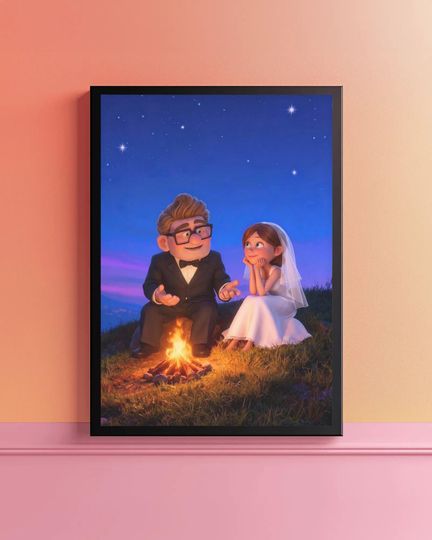 Carl and Ellie Poster, Disney UP Movie Poster, Carl and Ellie Wedding Wall Decor, Adventure Gift