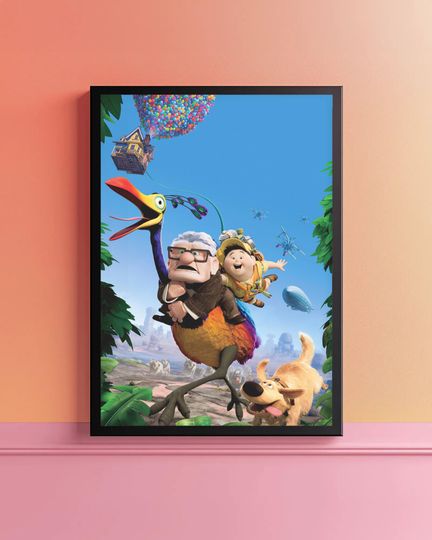 Up Movie Poster, Disney Pixar Wall Art, Carl Fredricksen Poster, Adventure Film Print, Wholesome Family Decor