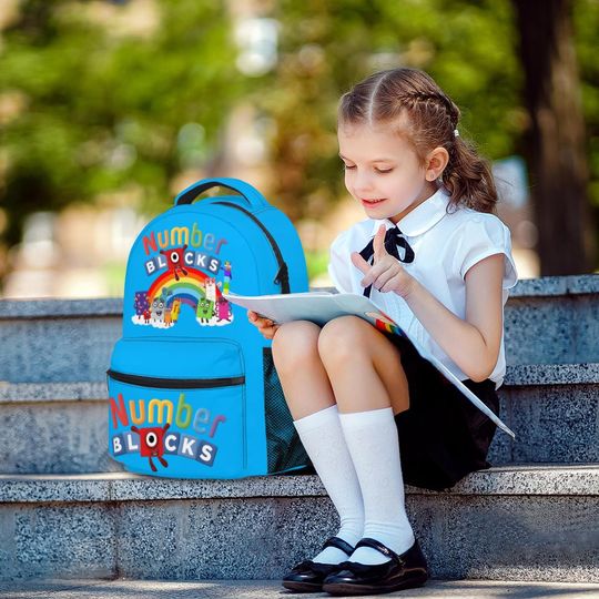 Number Blocks Backpack All-Over Print | Kids Student School Bag | Cartoon Numberblocks Bookbag | Oxford Fabric Durable Backpack