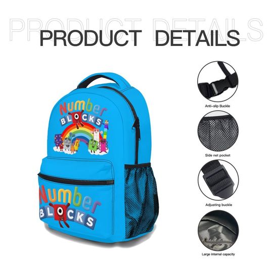 Number Blocks Backpack All-Over Print | Kids Student School Bag | Cartoon Numberblocks Bookbag | Oxford Fabric Durable Backpack