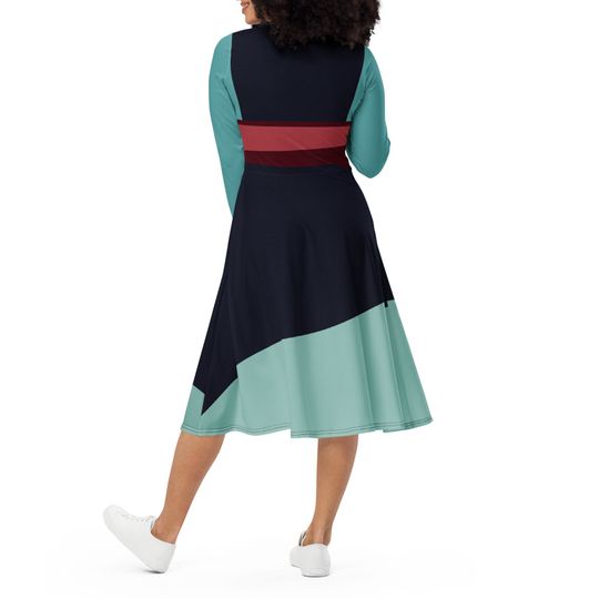 Mulan Costume Long Sleeve Midi Dress