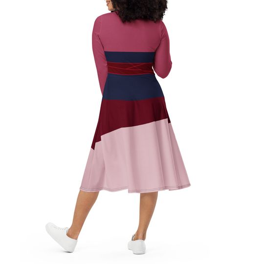 Mulan Costume Long Sleeve Midi Dress