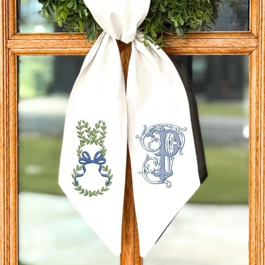 Personalized Greenery Bunny Wreath Sash  Monogrammed Spring & Easter Door Dcor