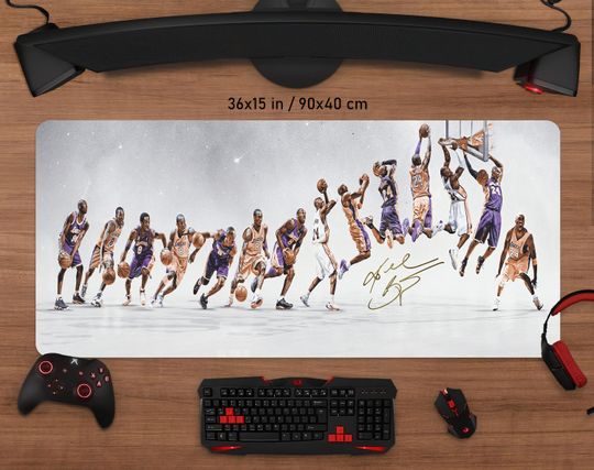 Kobe Bryant Desk Mat | Black Mamba Career Evolution | Lakers Legend Timeline | Basketball Icon Mouse Pad
