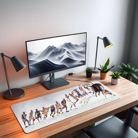Kobe Bryant Desk Mat | Black Mamba Career Evolution | Lakers Legend Timeline | Basketball Icon Mouse Pad