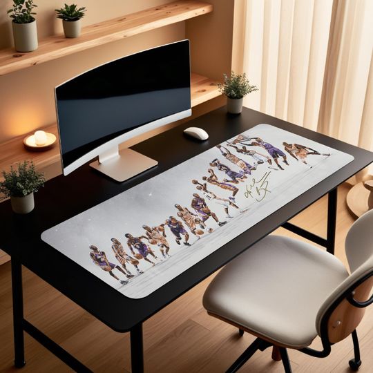 Kobe Bryant Desk Mat | Black Mamba Career Evolution | Lakers Legend Timeline | Basketball Icon Mouse Pad