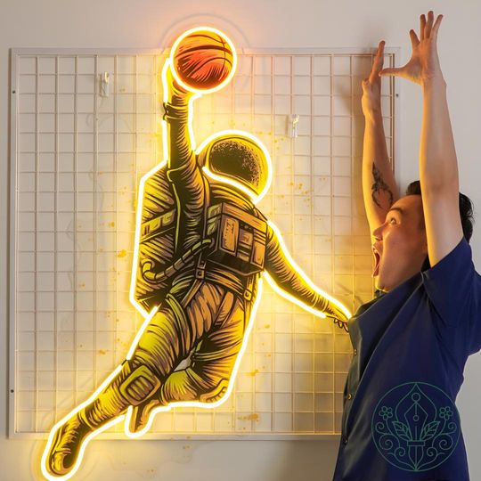 Basketball Shot Astronaut LED Neon Acrylic Artwork