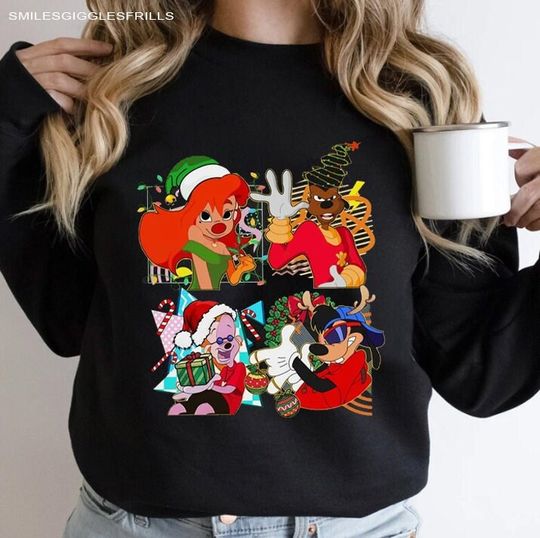 Retro 90s Cute Disney A Goofy Movie Characters Christmas Sweatshirt