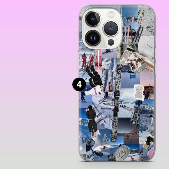Skiing Phone Case Winter Sport Cover for iPhone 17Pro, 16, 15, 14, 13, 12, Samsung S25, S24, S23Fe, S22, A16, A26, A56, Pixel 10, 9Pro
