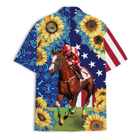 Kentucky Derby Horse Racing Hawaiian Shirt, Men's Aloha Summer Style