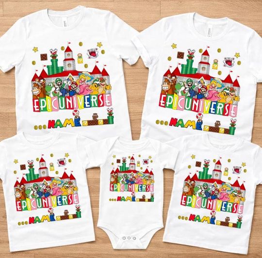 Custom Super Mario EpicUniverse Shirt, Mario Luigi Princess Peach Birthday Girl, Birthday Boy Tee, Mario Bros Family EpicUniverse 2026