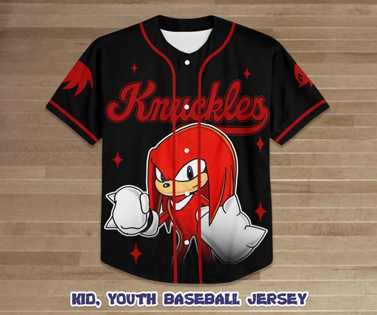 Personalize Knuckles Baseball Jersey, Sonic the Hedgehog Baseball Team Outfit