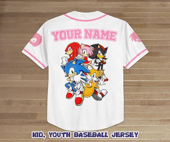Custom Sonic The Hedgehog Amy Rose Baseball Jersey, Sonic Birthday gift for Kids