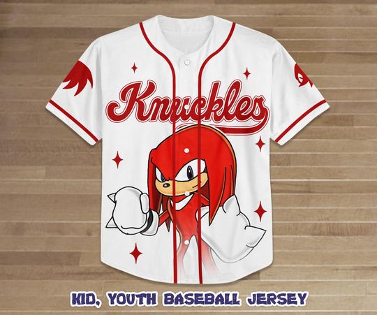 Personalize Knuckles Baseball Jersey, Sonic the Hedgehog Baseball Team Outfit