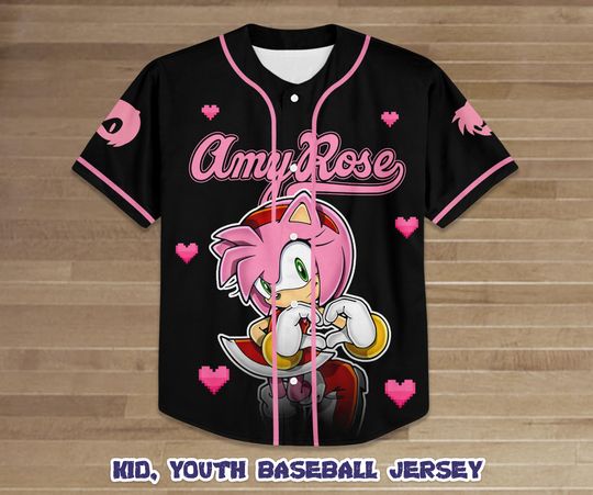 Custom Sonic The Hedgehog Amy Rose Baseball Jersey, Sonic Birthday gift for Kids