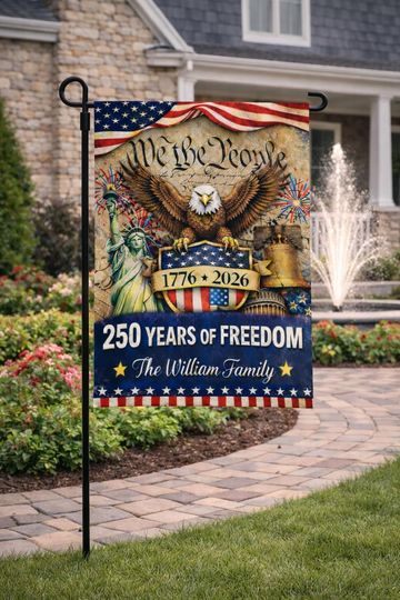 USA 250th Anniversary Garden Flag - Patriot Eagle and Horse - 1776-2026 Semiquincentennial Decor - Veteran Gift Outdoor