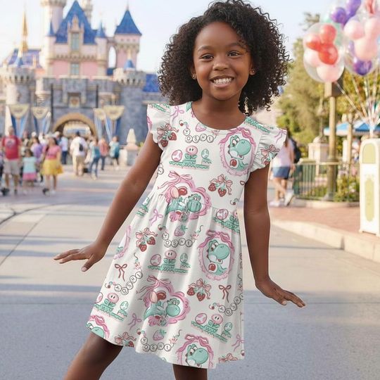 Yoshi Super Mario Mommy and Me Matching Dress, Nintendo Super Mario Outfit, Matching Sibling Sets Dress