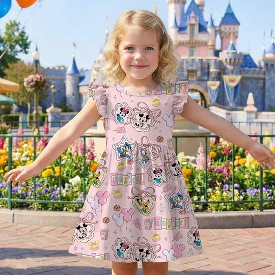 Magical Mickey Coquette Bow Little Thing Mommy and Me Matching Dress, Mama Mini Castle Outfit
