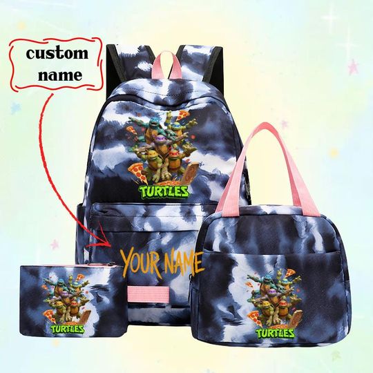 Personalized Ninja Turtles Backpack, Vintage Cartoon School Bag, Boys Gift