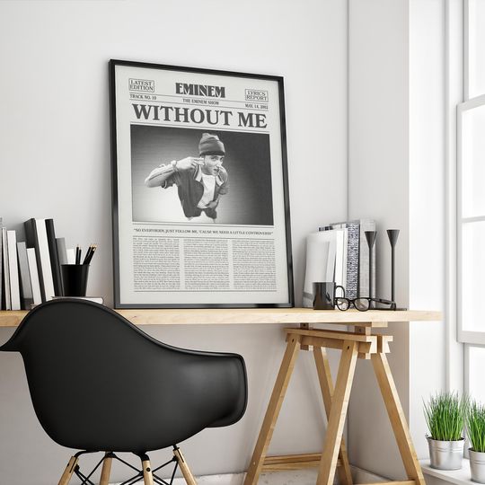 Eminem Retro Newspaper Print, Without Me Poster, Without Me Print, Eminem Poster
