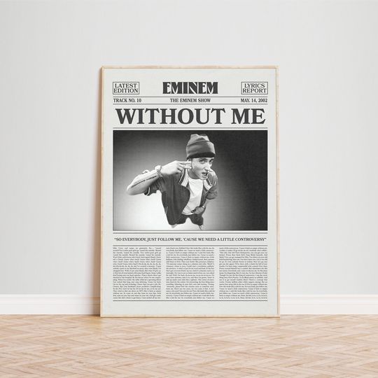 Eminem Retro Newspaper Print, Without Me Poster, Without Me Print, Eminem Poster