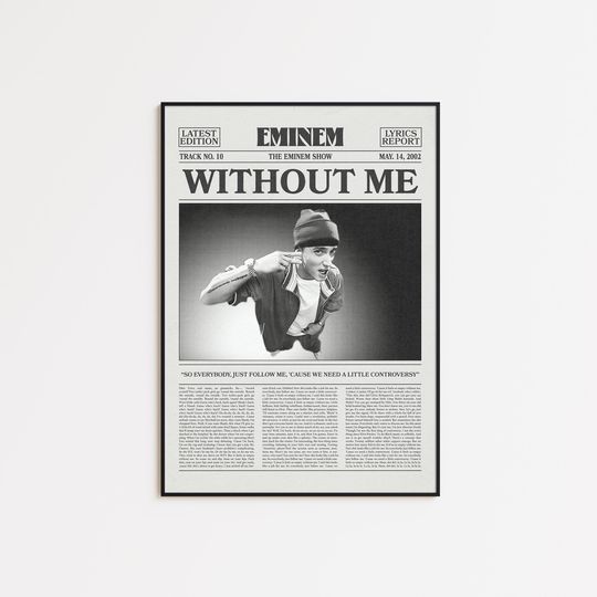 Eminem Retro Newspaper Print, Without Me Poster, Without Me Print, Eminem Poster