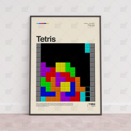 Tetris Poster, Gaming Room Poster, Gaming Wall Poster, Gaming Print Poster, Game Gift, Video Games Poster