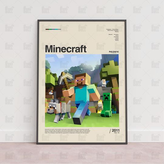 Minecraft Poster, Gaming Room Poster, Gaming Wall Poster, Gaming Print Poster, Game Gift, Video Games Poster, Gaming Wall Art, Custom Game