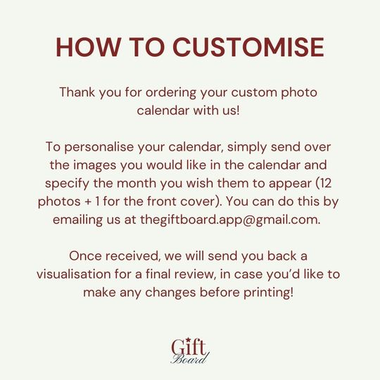 Custom Calendar 2026