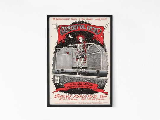 Grateful Dead 1982 University of California at Davis Bill Graham Concert Poster, Music Poster, Vintage Poster, Concert Poster