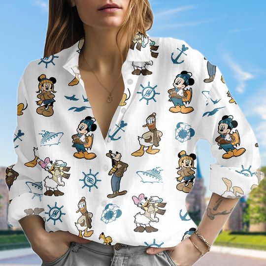 Disney Alaska Cruise Linen-Look Shirt, Alaska Cruise Blouse Shirt, Disney Alaska Cruise Casual Shirt, Disney Cruise Gift For Her
