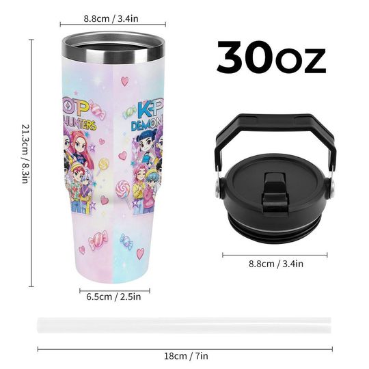 Kpop Demon Hunters Huntrix 30oz Tumbler, Full Cast Insulated Cup - Gift for Kpop fans