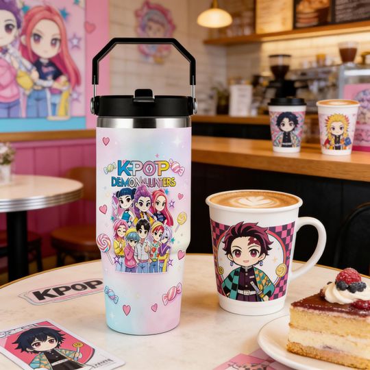 Kpop Demon Hunters Huntrix 30oz Tumbler, Full Cast Insulated Cup - Gift for Kpop fans