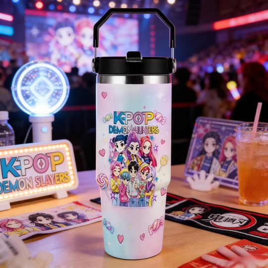 Kpop Demon Hunters Huntrix 30oz Tumbler, Full Cast Insulated Cup - Gift for Kpop fans