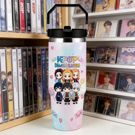 Kpop Demon Hunters Huntrix 30oz Tumbler, Full Cast Insulated Cup - Gift for Kpop fans
