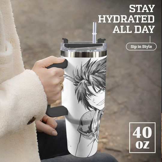 Final Fantasy VII 40 oz Tumbler: Zack Fair Personalized Stanley-Inspired Stainless Steel Cup