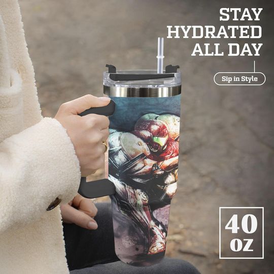Metroid 40 oz Tumbler: Personalized Stanley-Inspired Stainless Steel Cup