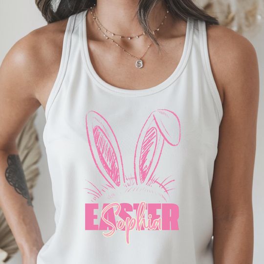 Matching Easter Bunny Shirts, Personalized Family Easter Outfit, Custom Name Rabbit Tee for Mom Kids Toddler Baby