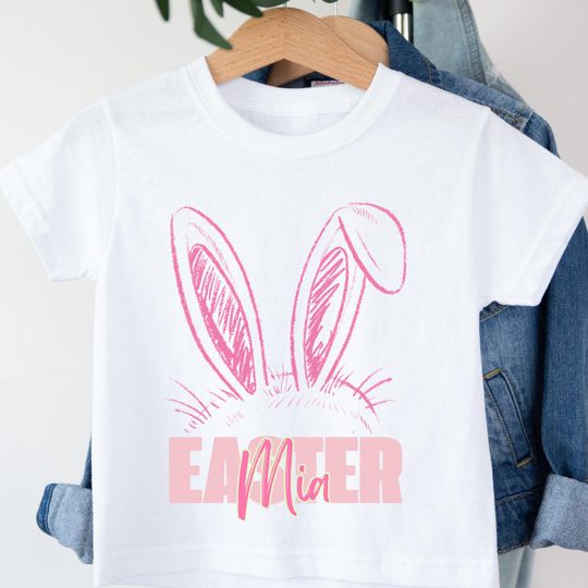 Matching Easter Bunny Shirts, Personalized Family Easter Outfit, Custom Name Rabbit Tee for Mom Kids Toddler Baby