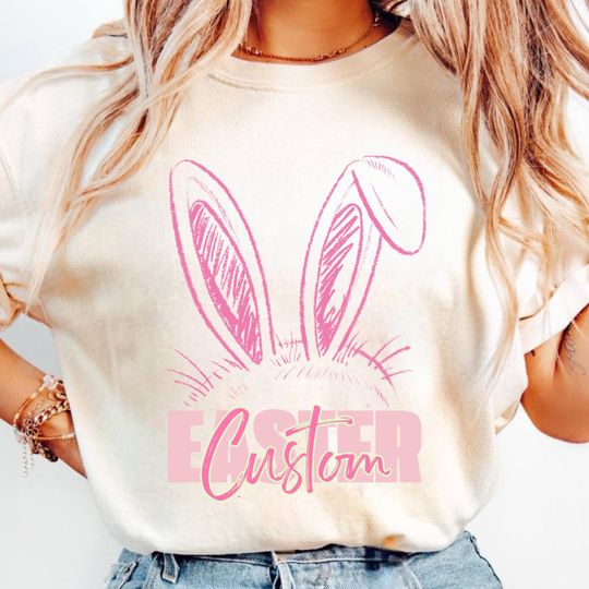 Matching Easter Bunny Shirts, Personalized Family Easter Outfit, Custom Name Rabbit Tee for Mom Kids Toddler Baby
