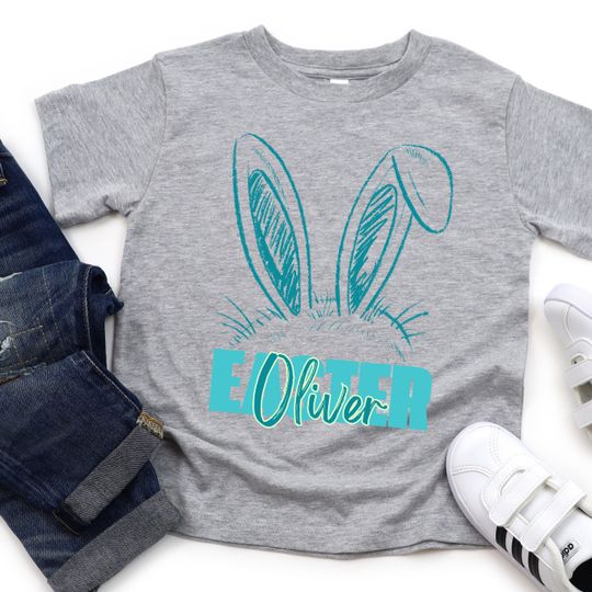 Matching Easter Bunny Shirts, Personalized Family Easter Outfit, Custom Name Rabbit Tee for Mom Kids Toddler Baby