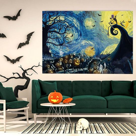 Jack Skellington Halloween Starry Night Poster