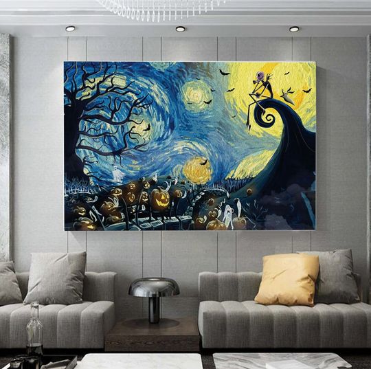 Jack Skellington Halloween Starry Night Poster