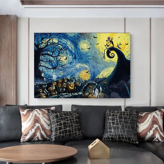 Jack Skellington Halloween Starry Night Poster