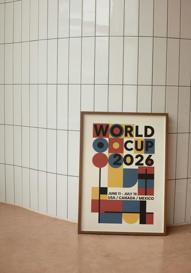 World Cup 2026 Poster, Bauhaus Modern Soccer Print