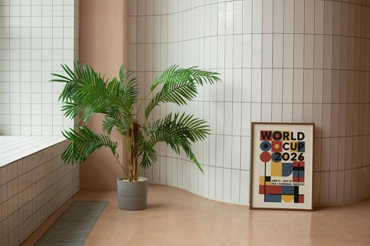 World Cup 2026 Poster, Bauhaus Modern Soccer Print