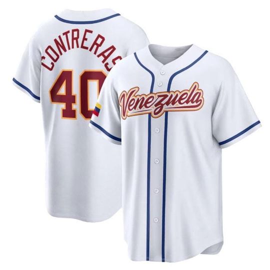 Willson Contreras Venezuela Jersey,White 2026 World Baseball Classic