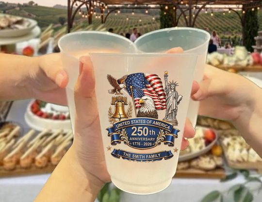 Custom Plastic Cups 1776-2026 - Personalized America 250th Anniversary Gifts For Mom, Dad, Brother, Sister, Kids - Born To Stand Strong